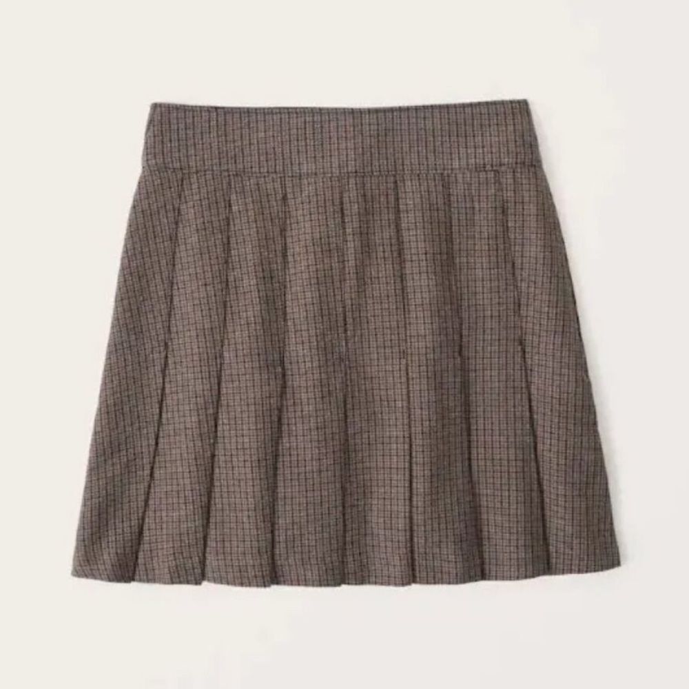 Abercrombie & Fitch Brown Plaid Pleated Mini Skirt size medium preppy 90s fall